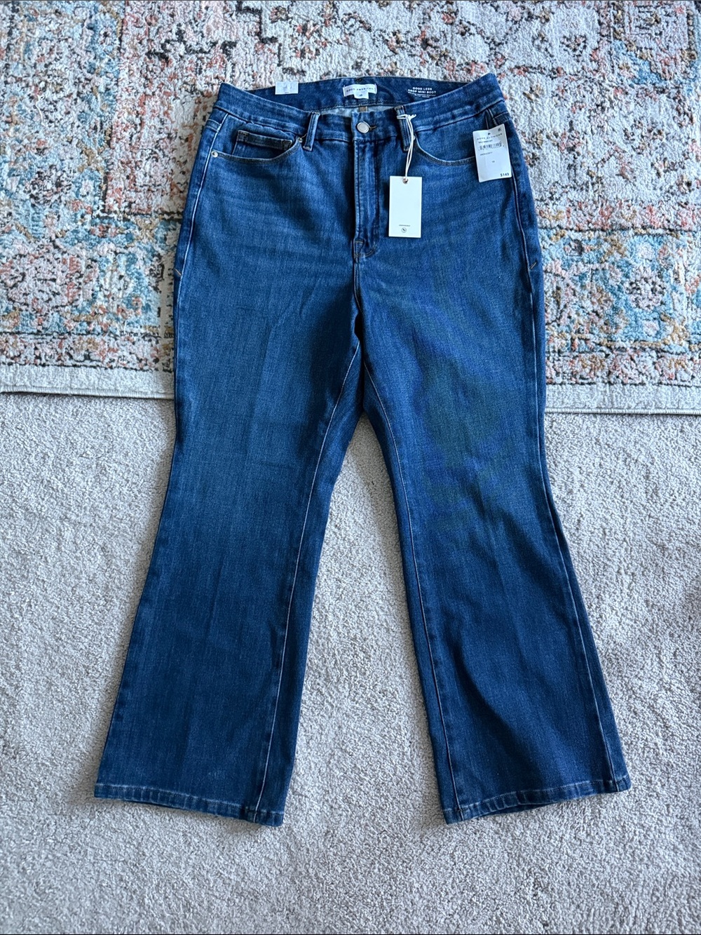 NEW- Good American Good Legs Crop Mini Boot Leg Jeans size 15